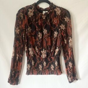 Joie Womens Metallic Floral Long Sleeve Blouse - Size M